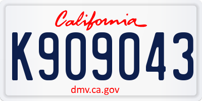 CA license plate K909043