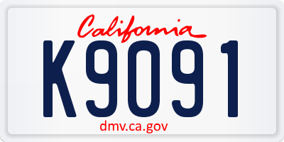 CA license plate K9091