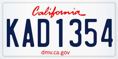 CA license plate KAD1354