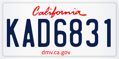 CA license plate KAD6831