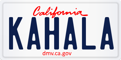 CA license plate KAHALA