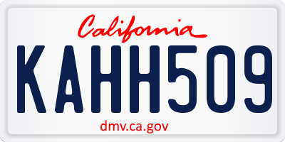 CA license plate KAHH509