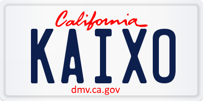 CA license plate KAIXO