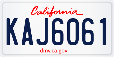 CA license plate KAJ6061