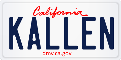 CA license plate KALLEN