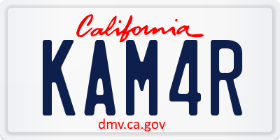 CA license plate KAM4R