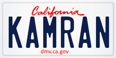 CA license plate KAMRAN