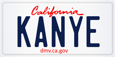 CA license plate KANYE