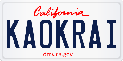 CA license plate KAOKRAI