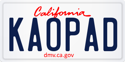 CA license plate KAOPAD