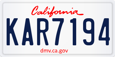 CA license plate KAR7194