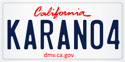 CA license plate KARAN04