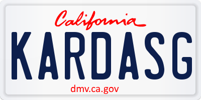 CA license plate KARDASG