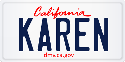 CA license plate KAREN