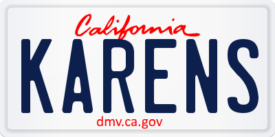 CA license plate KARENS