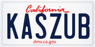 CA license plate KASZUB