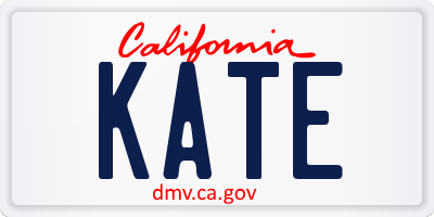 CA license plate KATE