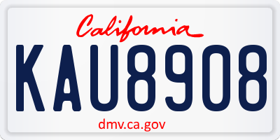 CA license plate KAU8908