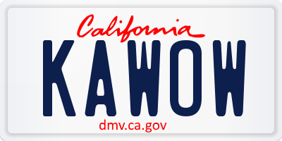 CA license plate KAWOW