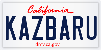 CA license plate KAZBARU