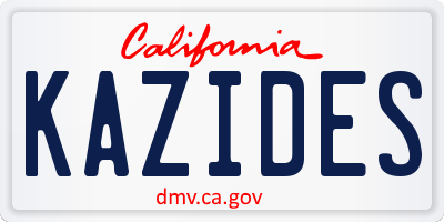 CA license plate KAZIDES