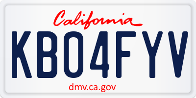 CA license plate KB04FYV