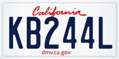 CA license plate KB244L