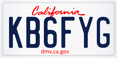 CA license plate KB6FYG