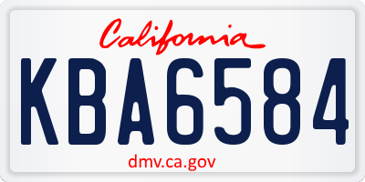 CA license plate KBA6584