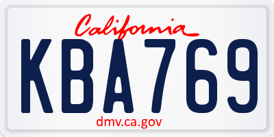 CA license plate KBA769