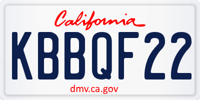 CA license plate KBBQF22