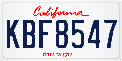 CA license plate KBF8547