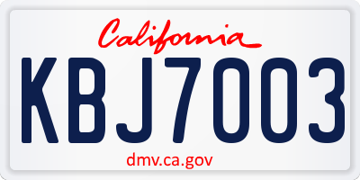 CA license plate KBJ7003