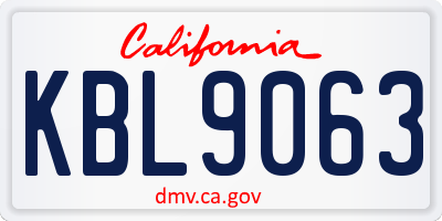 CA license plate KBL9063