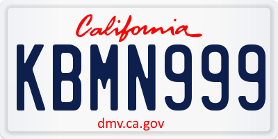 CA license plate KBMN999