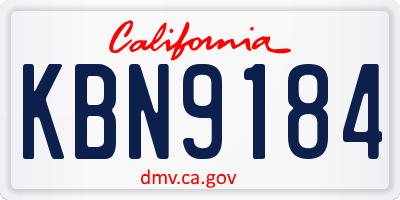 CA license plate KBN9184