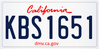 CA license plate KBS1651