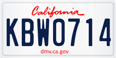 CA license plate KBW0714