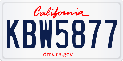 CA license plate KBW5877