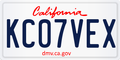 CA license plate KC07VEX