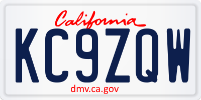 CA license plate KC9ZQW