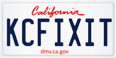 CA license plate KCFIXIT