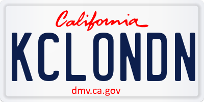 CA license plate KCLONDN