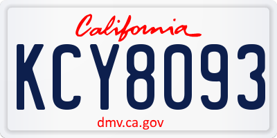 CA license plate KCY8093