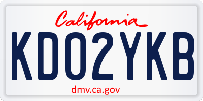 CA license plate KD02YKB