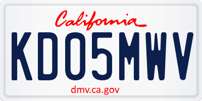 CA license plate KD05MWV