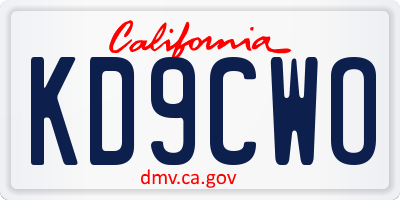 CA license plate KD9CWO