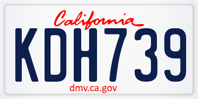 CA license plate KDH739