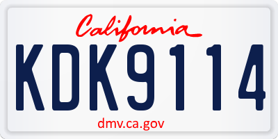 CA license plate KDK9114