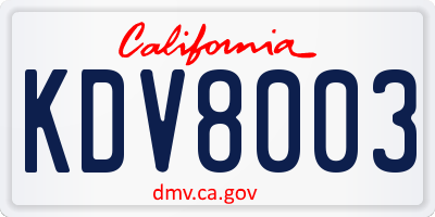 CA license plate KDV8003